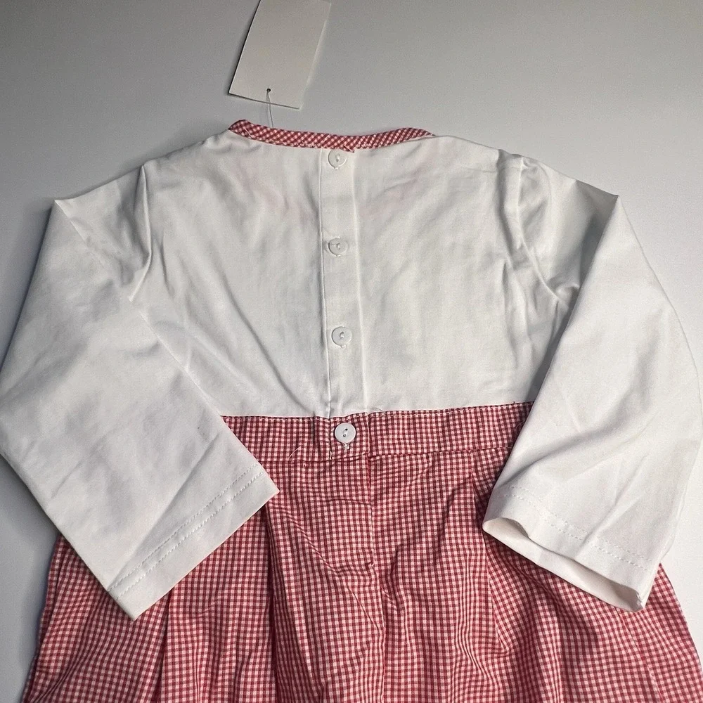 Sugar Dumplin‎ Girl 2T Christmas Cottage Gingham Romper Holiday Photos Red White